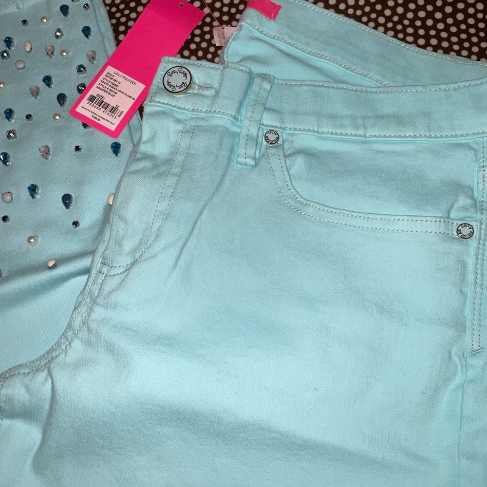 Lilly Pulitzer NWT 27 1/2" South Ocean Crop Flare Pants Whisper Blu Size 00 - Picture 6 of 16